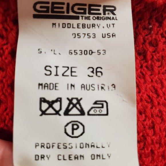 GEIGER SZ 36 (S/M) Boiled Wool & Knit Sweater Jacket - Made in Austria - Red - Picture 9 of 11